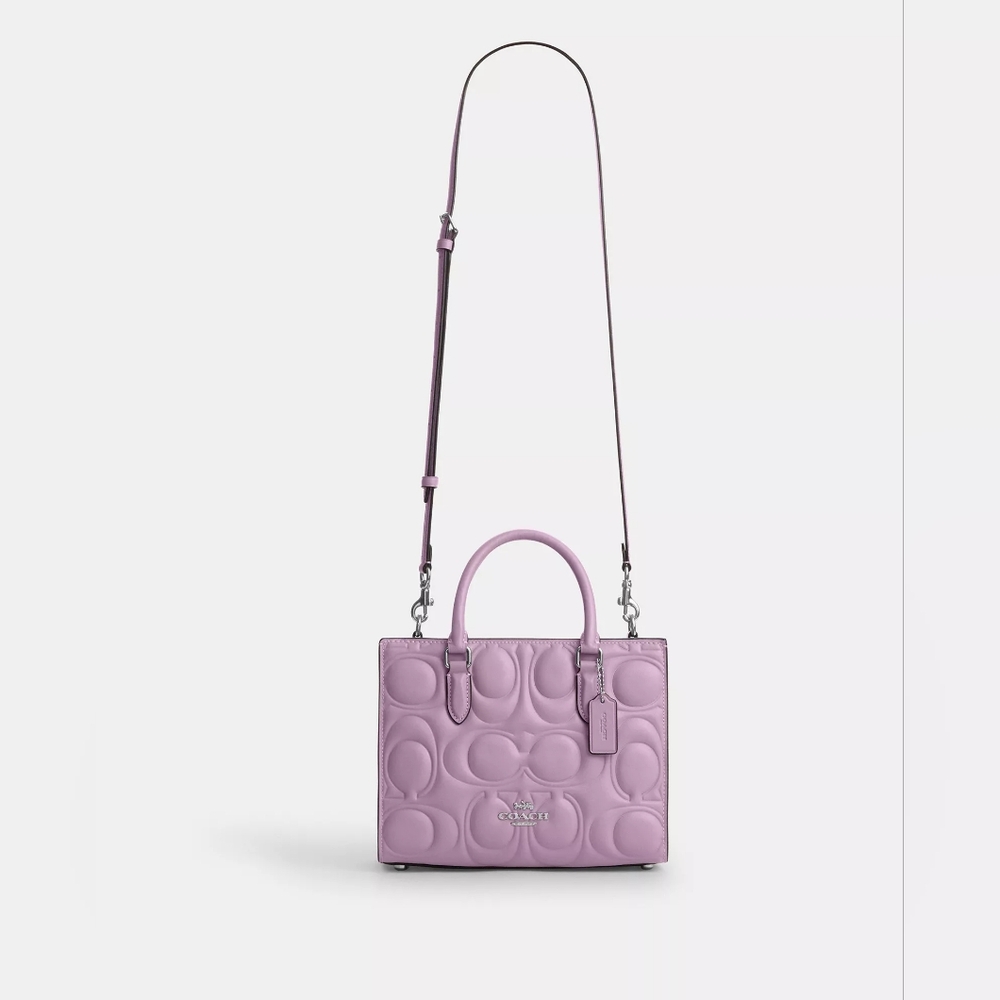 New! Coach Lilac Leather Maggie Small Tote/ Shoulder Bag (Silver/Jasmine) - Picture 1 of 7
